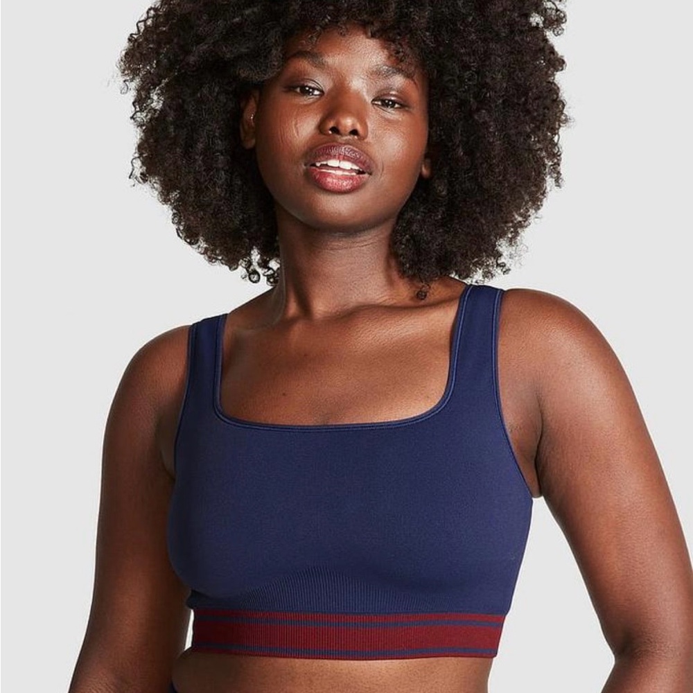 NWT PINK Victoria’s Secret Flip It Reversible Seamless Sports Bra Blue sz M - Picture 11 of 11